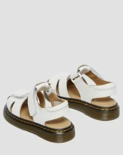 Sandalias Moby II para niños de piel con tiras con velcro in Blanco