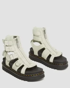 Sandalias Olson de piel Tumbled Nubuck con cremallera in Smoked Mint
