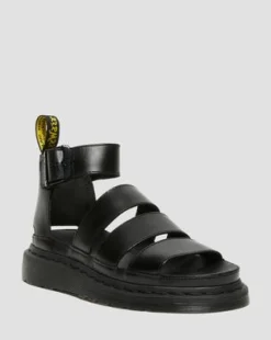 Sandalias planas con plataforma Clarissa II en piel Brando in Negro