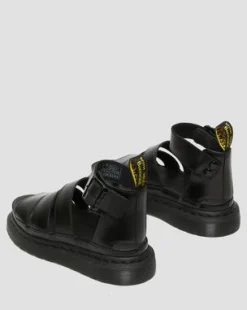 Sandalias planas con plataforma Clarissa II en piel Brando in Negro