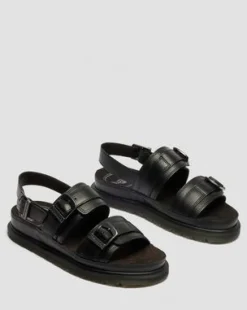 Sandalias San Two Strap de piel in Negro