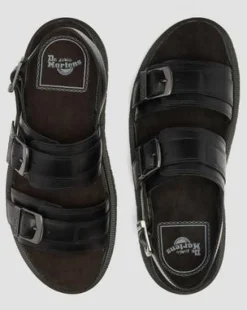 Sandalias San Two Strap de piel in Negro