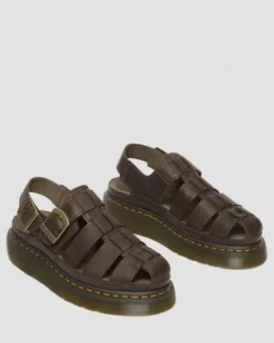 Sandalias Wrenlie Fisherman de piel Grizzly in Marrón Oscuro