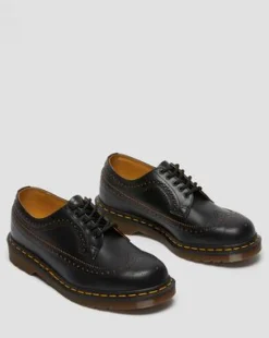 Zapatos Blucher 3989 Vintage de piel Quilon calada in Negro