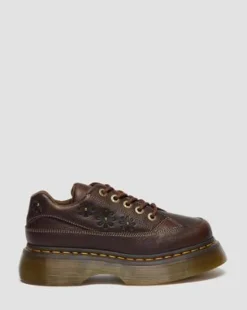 Zapatos Buzz de 5 ojales de piel Flower Grizzly in Marrón Oscuro