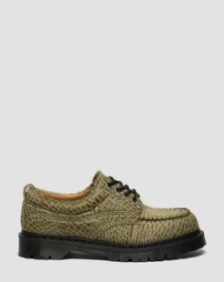 Zapatos Lowell Moc Toe de piel Hair-On in Verde Oliva Verde