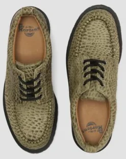 Zapatos Lowell Moc Toe de piel Hair-On in Verde Oliva Verde