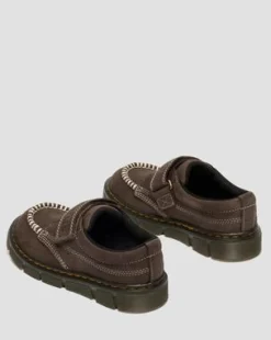 Zapatos Raffe Strap de piel Tumbled Nubuck para junior in Marrón Oscuro