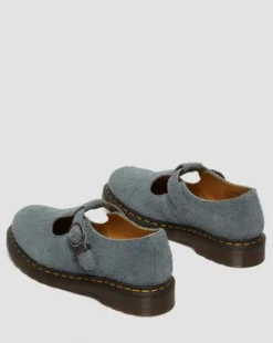 Zapato T Bar de piel Napped in Washed Denim