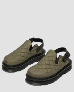 Zuecos de plataforma Zebzag Quilted in Verde Oliva Dm's