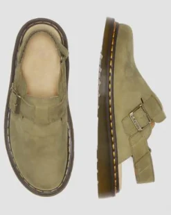 Zuecos Jorge II de piel Tumbled Nubuck in Muted Olive