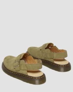 Zuecos Jorge II de piel Tumbled Nubuck in Muted Olive