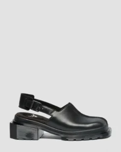 Zuecos Maybole de piel con puntera cuadrada in Negro