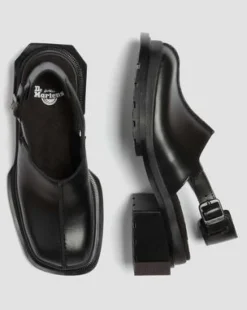 Zuecos Maybole de piel con puntera cuadrada in Negro
